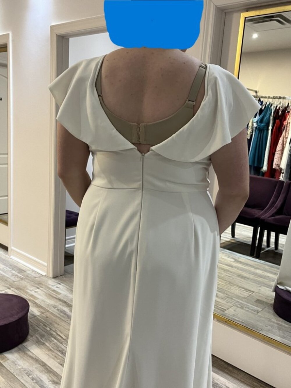 JY Jenny Yoo Dessy Crepe A-Line Wedding Dress Ivory Size 22L - Picture 6 of 8